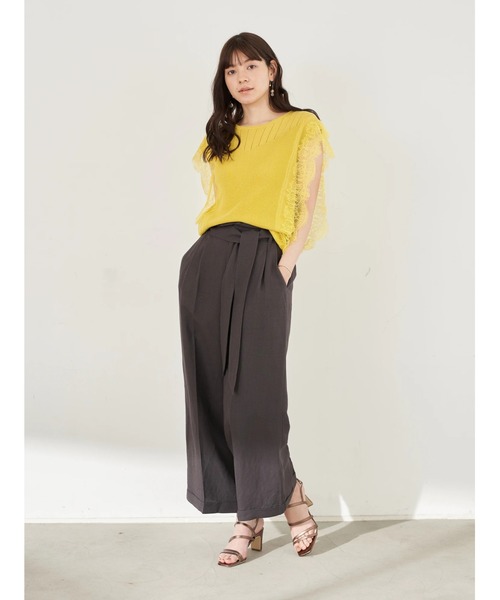 YECCA VECCA（イェッカヴェッカ）の「P.レーヨンリネンワイドパンツ　＊（その他パンツ・レディース・チャコールグレー/ライトベージュ/グリーン/ピンク系その他3・FREE）」の7枚目の写真