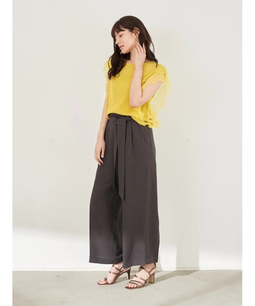 YECCA VECCA（イェッカヴェッカ）の「P.レーヨンリネンワイドパンツ　＊（その他パンツ・レディース・チャコールグレー/ライトベージュ/グリーン/ピンク系その他3・FREE）」の8枚目の写真