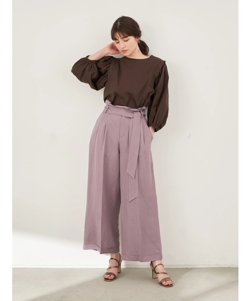 YECCA VECCA（イェッカヴェッカ）の「P.レーヨンリネンワイドパンツ　＊（その他パンツ・レディース・チャコールグレー/ライトベージュ/グリーン/ピンク系その他3・FREE）」の14枚目の写真