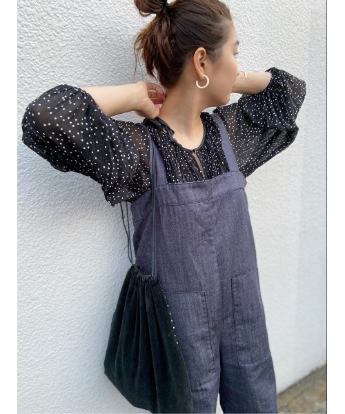 BEARDSLEY(ビアズリー)の「ドットプリーツ シアーブラウス(シャツ/ブラウス・レディース・ブラック/ベージュ・FREE)」の3枚目の写真