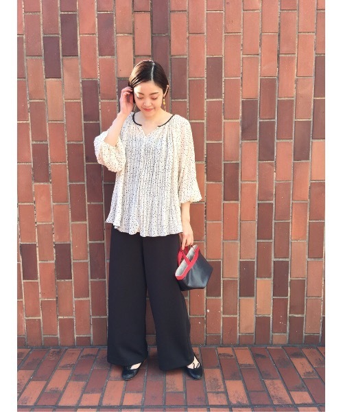 BEARDSLEY(ビアズリー)の「ドットプリーツ シアーブラウス(シャツ/ブラウス・レディース・ブラック/ベージュ・FREE)」の7枚目の写真