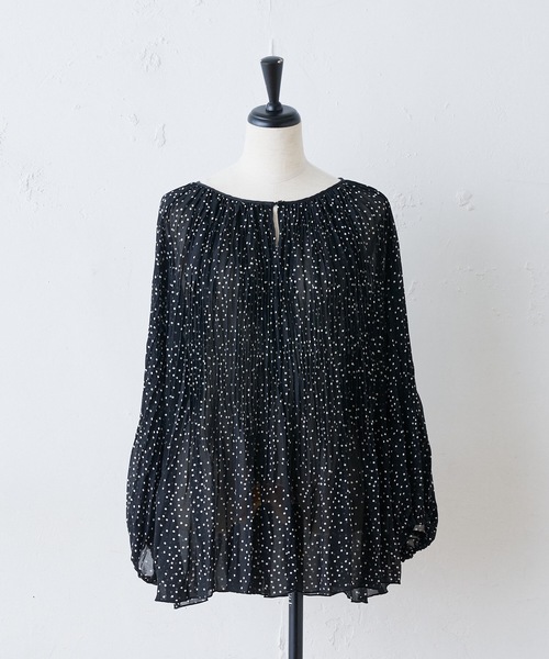 BEARDSLEY(ビアズリー)の「ドットプリーツ シアーブラウス(シャツ/ブラウス・レディース・ブラック/ベージュ・FREE)」の12枚目の写真