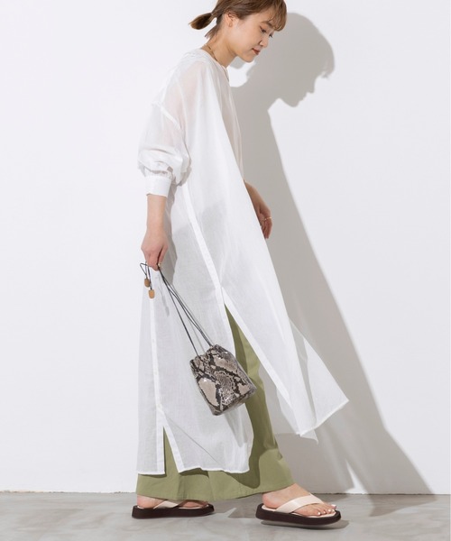 PICCIN(ピッチン)の「前後ボタンシャツワンピース(ワンピース・レディース・ブラック/オフホワイト/オレンジ・M)」の1枚目の写真