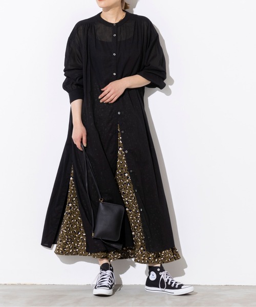 PICCIN(ピッチン)の「前後ボタンシャツワンピース(ワンピース・レディース・ブラック/オフホワイト/オレンジ・M)」の4枚目の写真
