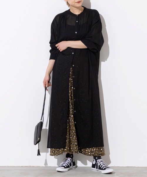 PICCIN(ピッチン)の「前後ボタンシャツワンピース(ワンピース・レディース・ブラック/オフホワイト/オレンジ・M)」の9枚目の写真