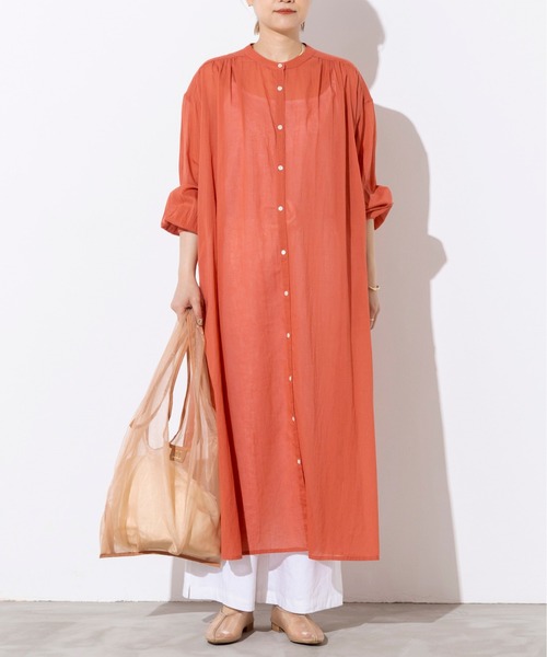 PICCIN(ピッチン)の「前後ボタンシャツワンピース(ワンピース・レディース・ブラック/オフホワイト/オレンジ・M)」の10枚目の写真
