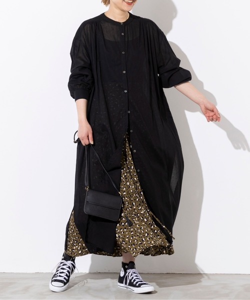 PICCIN(ピッチン)の「前後ボタンシャツワンピース(ワンピース・レディース・ブラック/オフホワイト/オレンジ・M)」の7枚目の写真