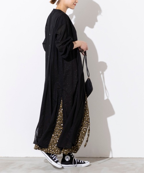 PICCIN(ピッチン)の「前後ボタンシャツワンピース(ワンピース・レディース・ブラック/オフホワイト/オレンジ・M)」の5枚目の写真