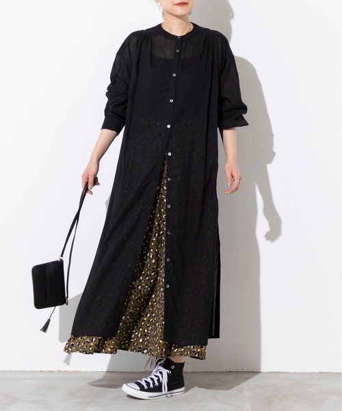 PICCIN(ピッチン)の「前後ボタンシャツワンピース(ワンピース・レディース・ブラック/オフホワイト/オレンジ・M)」の8枚目の写真