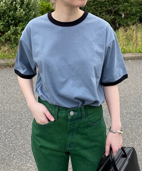 nimiru(ニミル)の「配色リンガーTシャツ(Tシャツ/カットソー・レディース・グレー/グリーン・M/L)」の8枚目の写真