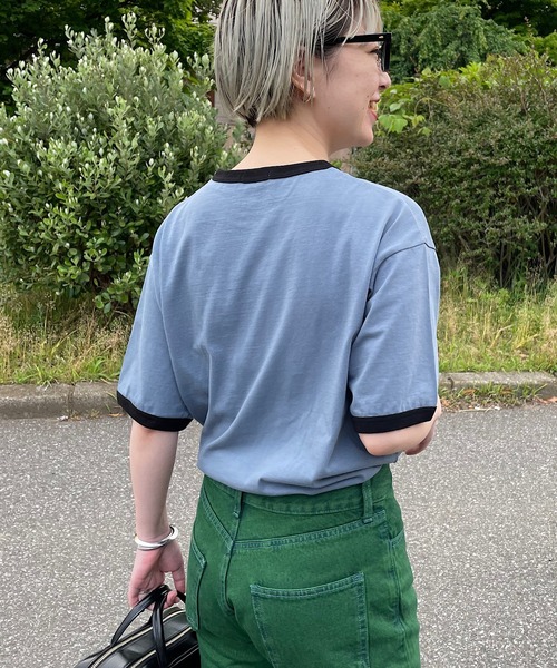 nimiru(ニミル)の「配色リンガーTシャツ(Tシャツ/カットソー・レディース・グレー/グリーン・M/L)」の7枚目の写真