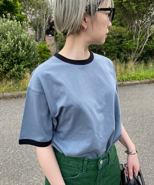 nimiru(ニミル)の「配色リンガーTシャツ(Tシャツ/カットソー・レディース・グレー/グリーン・M/L)」の13枚目の写真