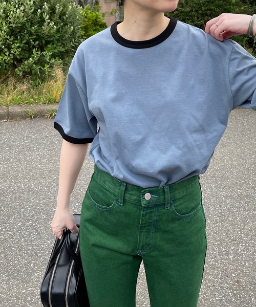 nimiru(ニミル)の「配色リンガーTシャツ(Tシャツ/カットソー・レディース・グレー/グリーン・M/L)」の9枚目の写真