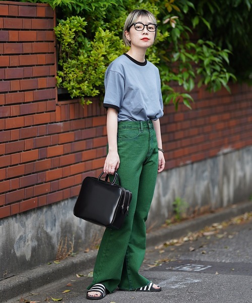 nimiru(ニミル)の「配色リンガーTシャツ(Tシャツ/カットソー・レディース・グレー/グリーン・M/L)」の12枚目の写真