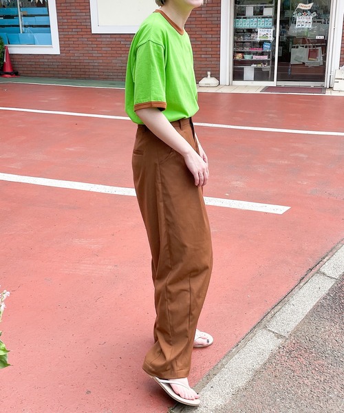 nimiru(ニミル)の「配色リンガーTシャツ(Tシャツ/カットソー・レディース・グレー/グリーン・M/L)」の4枚目の写真