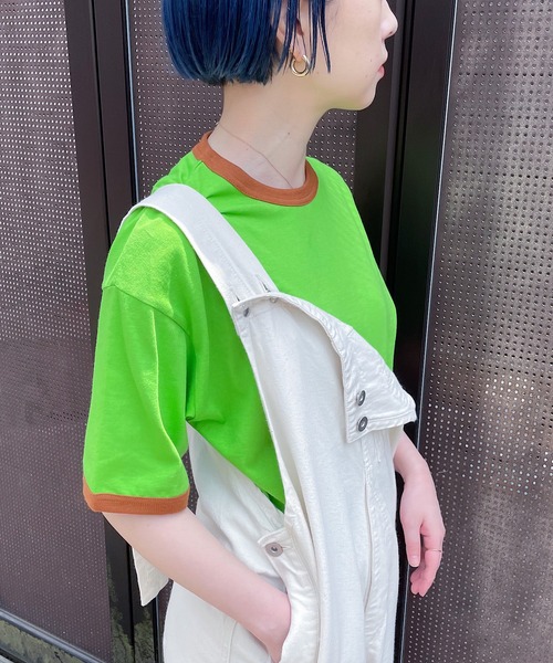 nimiru(ニミル)の「配色リンガーTシャツ(Tシャツ/カットソー・レディース・グレー/グリーン・M/L)」の5枚目の写真