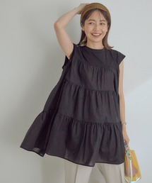 VIS | 布帛ドッキングティアードチュニックＴシャツ(Tシャツ/カットソー)