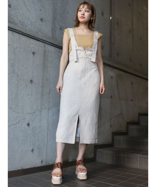 MURUA（ムルーア）の「リネンタッチタイトジャンスカ（ワンピース・レディース・ホワイト/マスタード/カーキ・1/2）」の16枚目の写真