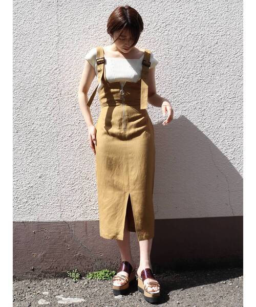 MURUA（ムルーア）の「リネンタッチタイトジャンスカ（ワンピース・レディース・ホワイト/マスタード/カーキ・1/2）」の18枚目の写真