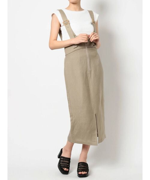 MURUA（ムルーア）の「リネンタッチタイトジャンスカ（ワンピース・レディース・ホワイト/マスタード/カーキ・1/2）」の4枚目の写真