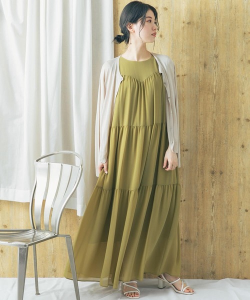 URBAN RESEARCH ROSSO WOMEN（アーバンリサーチ　ロッソ）の「ボリュームティアードマキシワンピース（ワンピース・レディース・グレー系その他/イエロー/ブラック・FREE）」の4枚目の写真