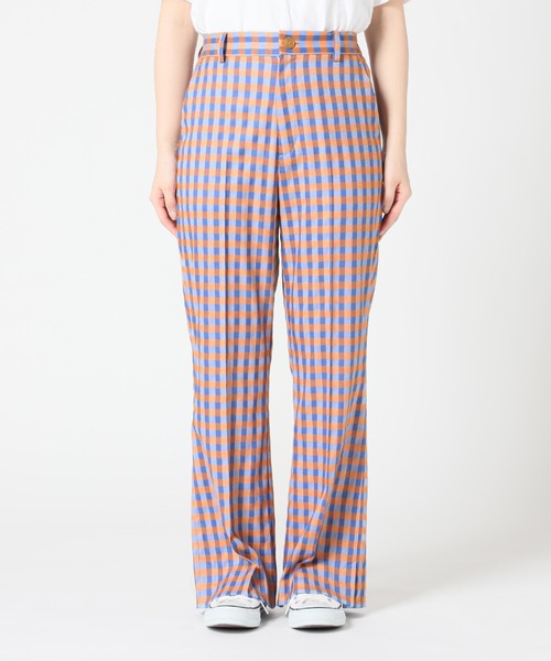 SLOBE citron.(スローブシトロン)の「SLOBE citron. チェックパターンフレアパンツ【手洗い可能】◆(その他パンツ・レディース・グリーン/オレンジ/ブルー系その他・36/38)」の7枚目の写真