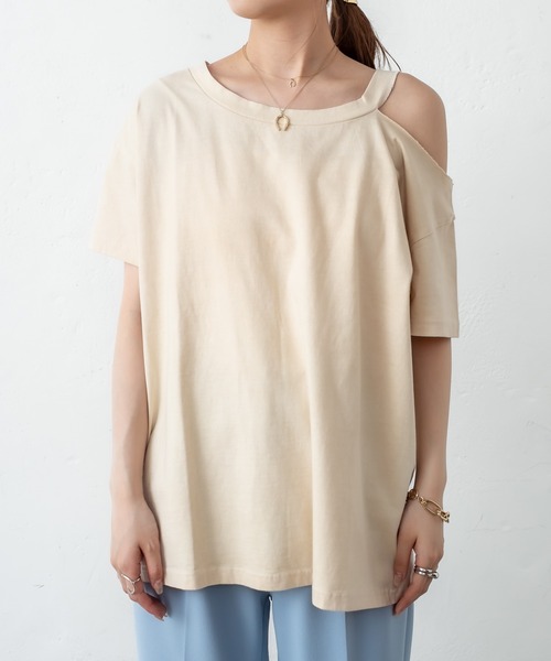 mystic（ミスティック）の「肩開きデザインTシャツ（Tシャツ/カットソー・レディース・ブラック/ブラウン/アイボリー・FREE）」の13枚目の写真