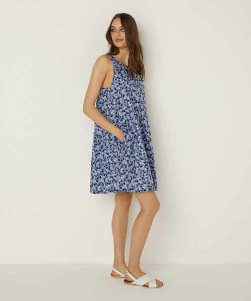 セール Of Colors Of Benetton United Colors Benetton ベネトンユナイテッドカラーズオブベネトン のファッション リネン総柄aラインノースリーブワンピース ワンピース United 原価割れsaleの