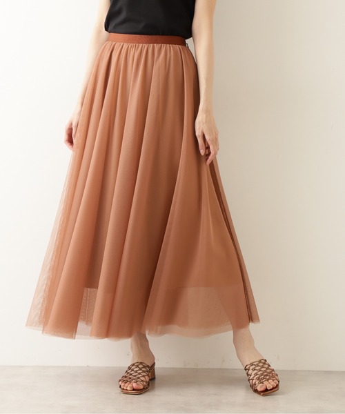 NATURAL BEAUTY BASIC(ナチュラルビューティーベーシック)の「チュールスカート/0171220610(スカート・レディース・グレイッシュベージュ/ブラウン/チャコールグレー・MEDIUM/SMALL/X-SMALL)」の1枚目の写真
