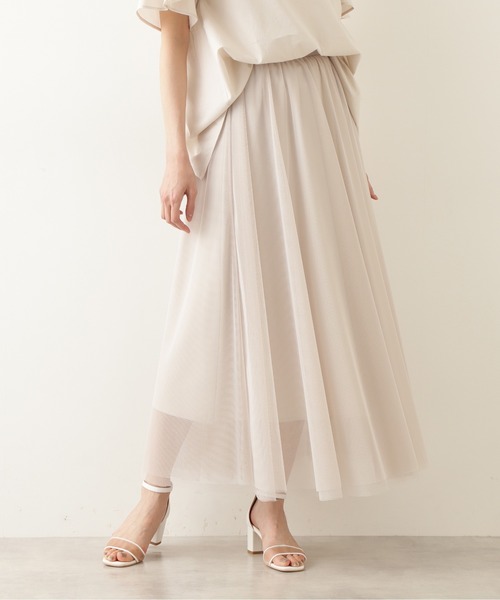 NATURAL BEAUTY BASIC(ナチュラルビューティーベーシック)の「チュールスカート/0171220610(スカート・レディース・グレイッシュベージュ/ブラウン/チャコールグレー・MEDIUM/SMALL/X-SMALL)」の3枚目の写真