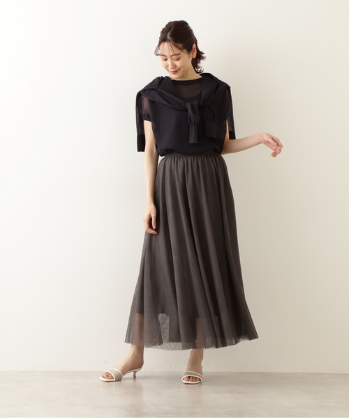 NATURAL BEAUTY BASIC(ナチュラルビューティーベーシック)の「チュールスカート/0171220610(スカート・レディース・グレイッシュベージュ/ブラウン/チャコールグレー・MEDIUM/SMALL/X-SMALL)」の12枚目の写真