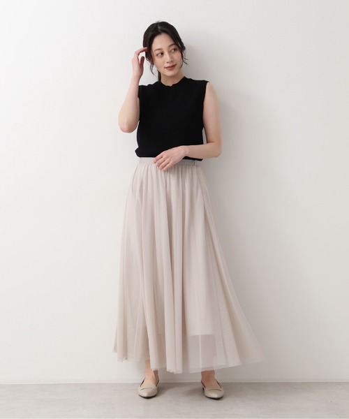 NATURAL BEAUTY BASIC(ナチュラルビューティーベーシック)の「チュールスカート/0171220610(スカート・レディース・グレイッシュベージュ/ブラウン/チャコールグレー・MEDIUM/SMALL/X-SMALL)」の7枚目の写真