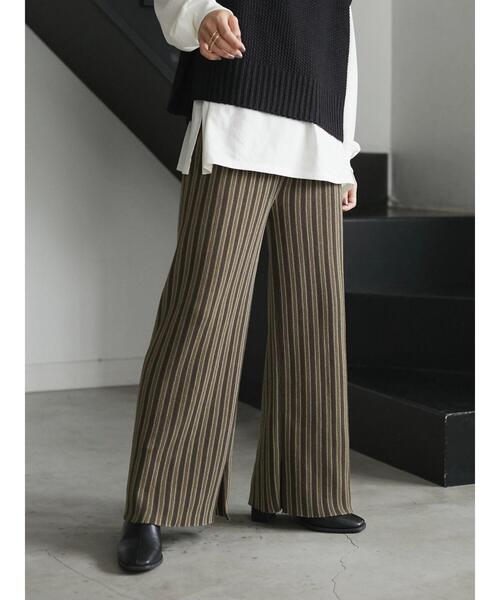 armonia(アルモニーア)の「armonia・ストライプニットパンツ*(その他パンツ・レディース・ブラウン/カーキ・FREE)」の4枚目の写真