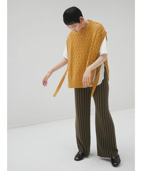 armonia(アルモニーア)の「armonia・ストライプニットパンツ*(その他パンツ・レディース・ブラウン/カーキ・FREE)」の6枚目の写真