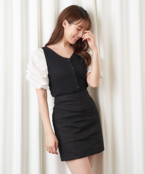 MIIA（ミーア）の「【ZOZO限定】マルチカラー台形ミニスカート（スカート・レディース・ブラック/オフホワイト/インディゴブルー/ベージュ系その他/ピンク系・FREE）」の3枚目の写真