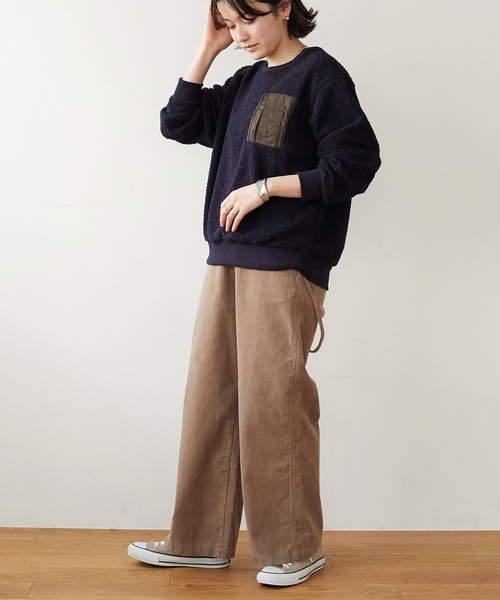 CRAFT STANDARD BOUTIQUE（クラフトスタンダードブティック）の「コーデュロイコクーン　＊◇（カーゴパンツ・レディース・ブラウン/アイボリー/モカ・S/M/L）」の3枚目の写真