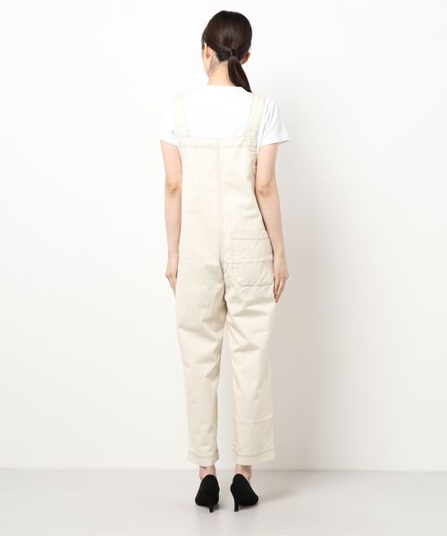 ehka sopo（エヘカソポ）の「配色ステッチオーバーオール（サロペット/オーバーオール・レディース・ブラック/ブラウン/キナリ・ﾌﾘ-）」の4枚目の写真