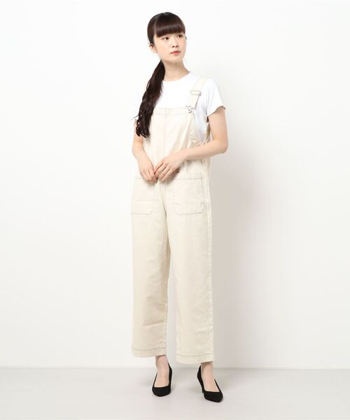 ehka sopo（エヘカソポ）の「配色ステッチオーバーオール（サロペット/オーバーオール・レディース・ブラック/ブラウン/キナリ・ﾌﾘ-）」の8枚目の写真