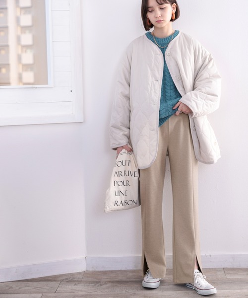 classicalelf(クラシカルエルフ)の「暖か&美脚魅せ。スリット起毛カットソーパンツ(スラックス・レディース・ブラック/ベージュ/ブラウン/グレイッシュベージュ・SMALL/MEDIUM/LARGE/X-LARGE)」の8枚目の写真