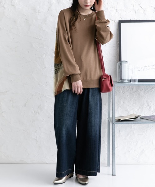 osharewalker（オシャレウォーカー）の「【廃盤】『アート柄バックチュールカットソー』（Tシャツ/カットソー・レディース・杢グレー/ブラック/ブラウン・FREE）」の13枚目の写真