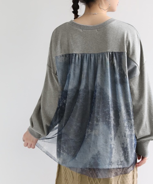 osharewalker（オシャレウォーカー）の「【廃盤】『アート柄バックチュールカットソー』（Tシャツ/カットソー・レディース・杢グレー/ブラック/ブラウン・FREE）」の11枚目の写真