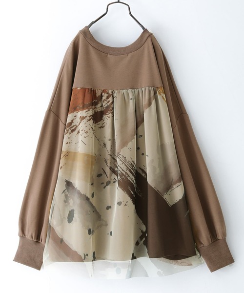 osharewalker（オシャレウォーカー）の「【廃盤】『アート柄バックチュールカットソー』（Tシャツ/カットソー・レディース・杢グレー/ブラック/ブラウン・FREE）」の22枚目の写真