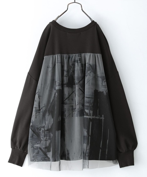 osharewalker（オシャレウォーカー）の「【廃盤】『アート柄バックチュールカットソー』（Tシャツ/カットソー・レディース・杢グレー/ブラック/ブラウン・FREE）」の18枚目の写真