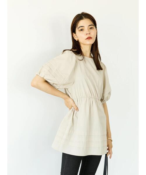 koe（コエ）の「ボリューム袖チュニックブラウス*（シャツ/ブラウス・レディース・ホワイト/ブルー系その他7/ライトベージュ/ネイビー・FREE）」の6枚目の写真