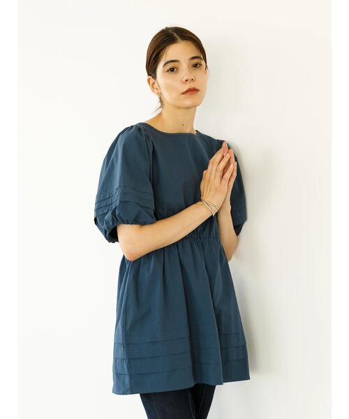 koe（コエ）の「ボリューム袖チュニックブラウス*（シャツ/ブラウス・レディース・ホワイト/ブルー系その他7/ライトベージュ/ネイビー・FREE）」の3枚目の写真