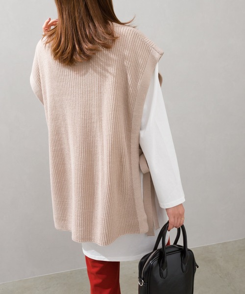 SpRay（スプレイ）の「サイドリボンニットベスト（ベスト・レディース・ブラック/ベージュ/グレー/グリーン・FREE）」の10枚目の写真