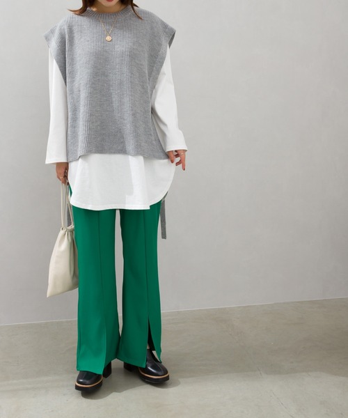 SpRay（スプレイ）の「サイドリボンニットベスト（ベスト・レディース・ブラック/ベージュ/グレー/グリーン・FREE）」の11枚目の写真