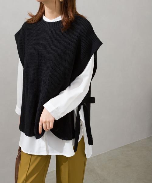 SpRay（スプレイ）の「サイドリボンニットベスト（ベスト・レディース・ブラック/ベージュ/グレー/グリーン・FREE）」の16枚目の写真