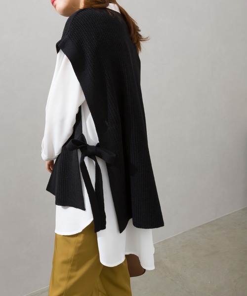 SpRay（スプレイ）の「サイドリボンニットベスト（ベスト・レディース・ブラック/ベージュ/グレー/グリーン・FREE）」の17枚目の写真