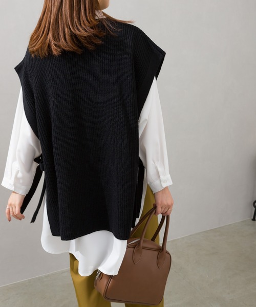 SpRay（スプレイ）の「サイドリボンニットベスト（ベスト・レディース・ブラック/ベージュ/グレー/グリーン・FREE）」の18枚目の写真